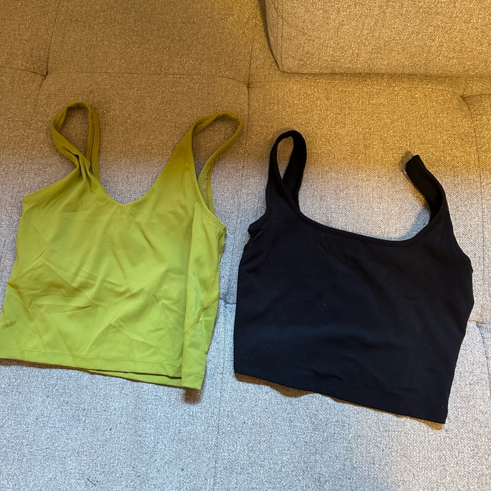 Lululemon black & green bra tops running XXS 0